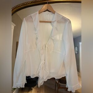 Wilfred White Ruffled Tie Front Blouse